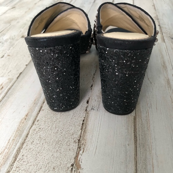 Jessica Simpson Rizell Black Chunky Glitter/Shimmer Slides Block Heel Size 8 - Picture 8 of 9